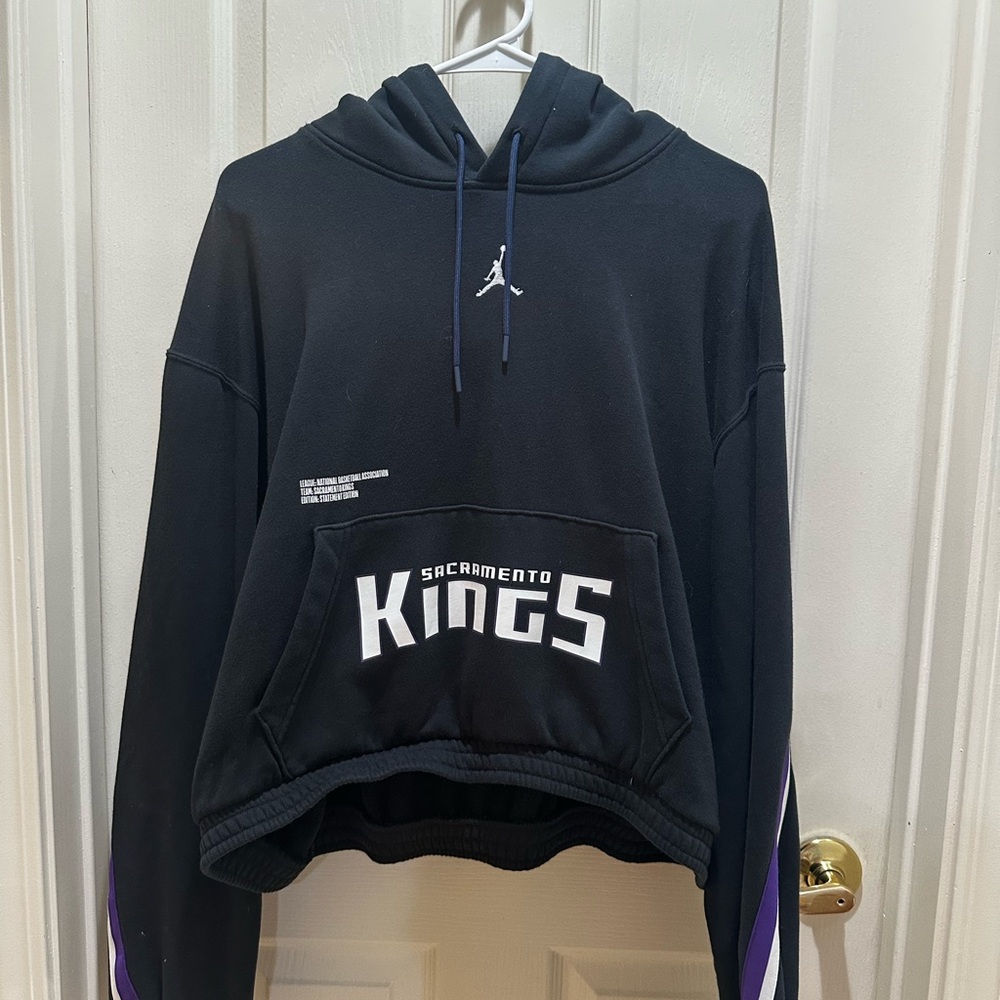 Jordan Sacramento Kings Black Hoodie with Purple Accents